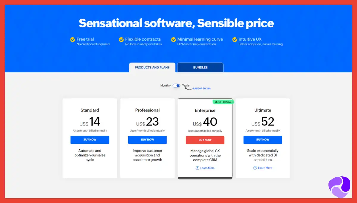 Zoho CRM-Pricing.