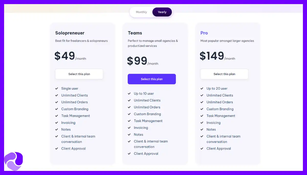 AgencyHandy Yearly Pricing