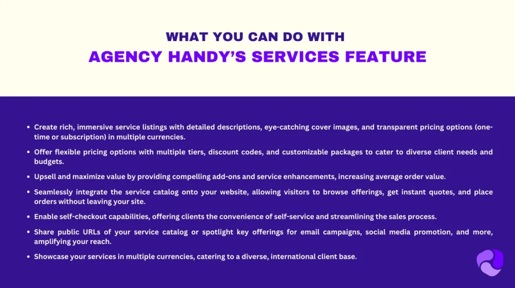 what you can do with Agency Handys Services feature