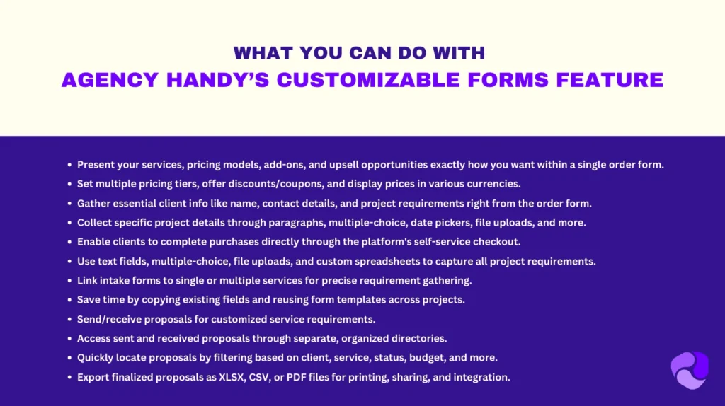 what you can do with Agency Handys customizable Forms feature