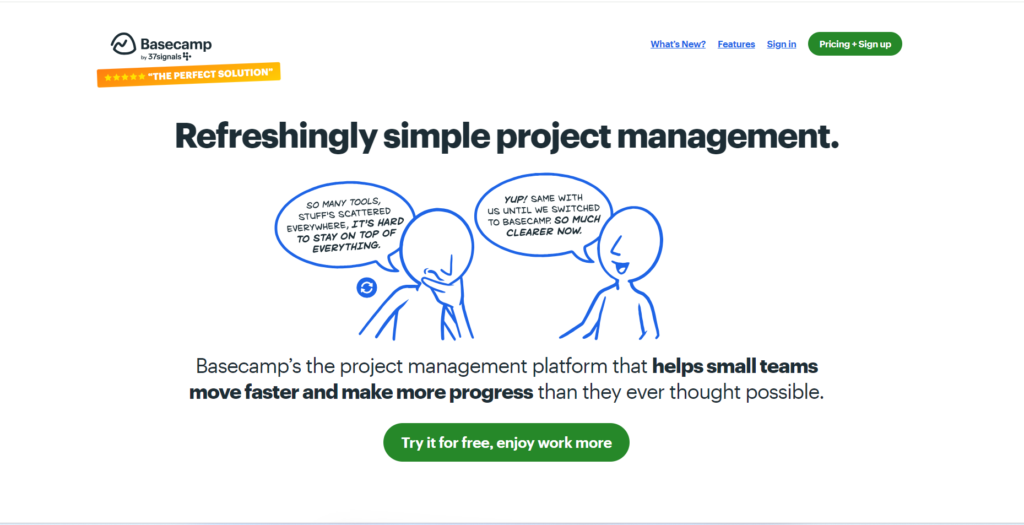 Basecamp homepage