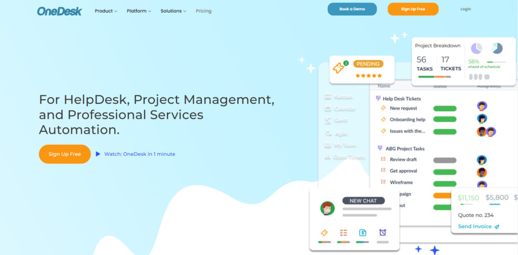 OneDesk Homepage