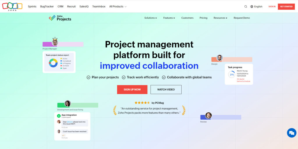 Zoho Projects Homepage