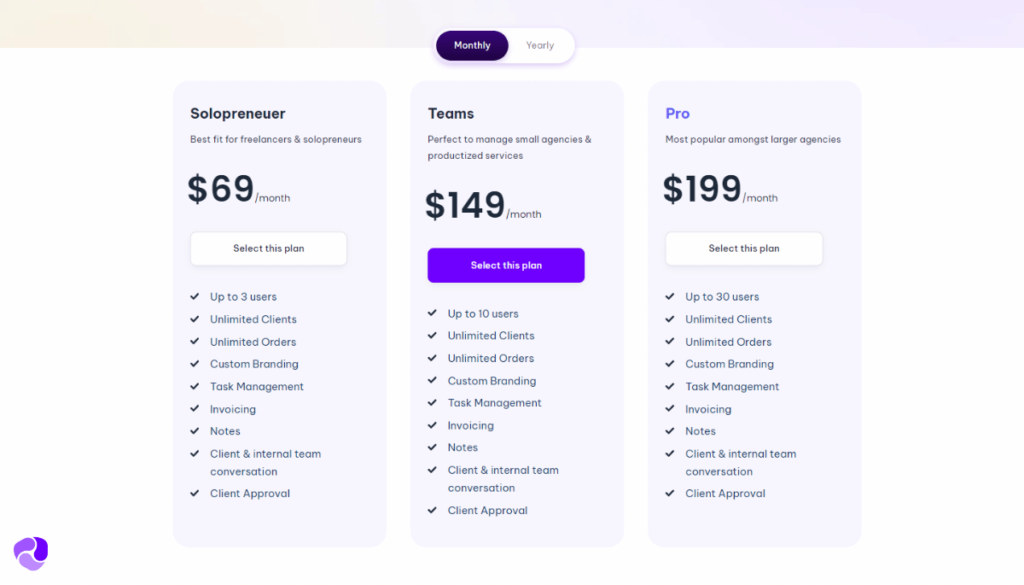 Agency Handy Monthly Pricing