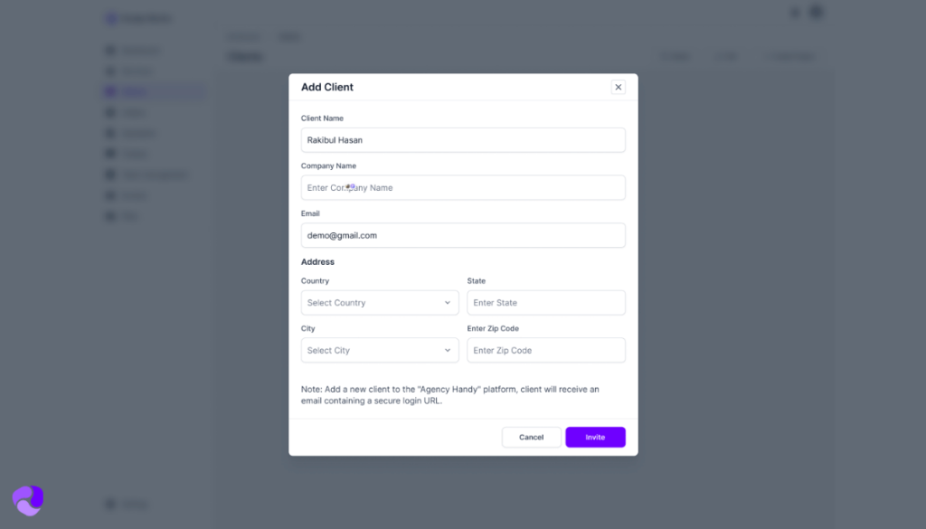 AgencyHandy Client Onboarding