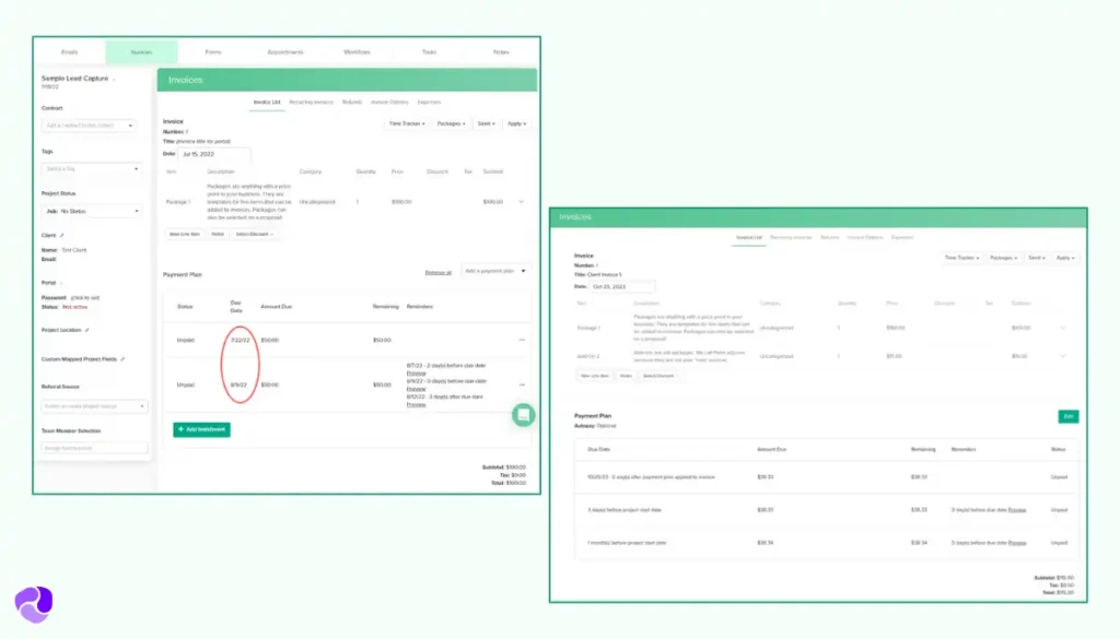 Dubsado Billing Invoicing