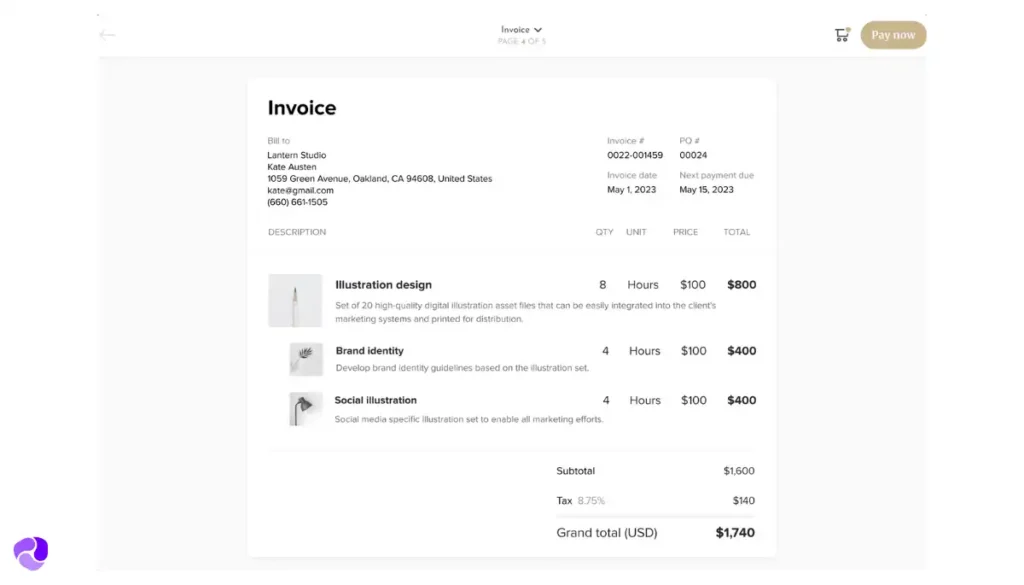 HoneyBook Invoice