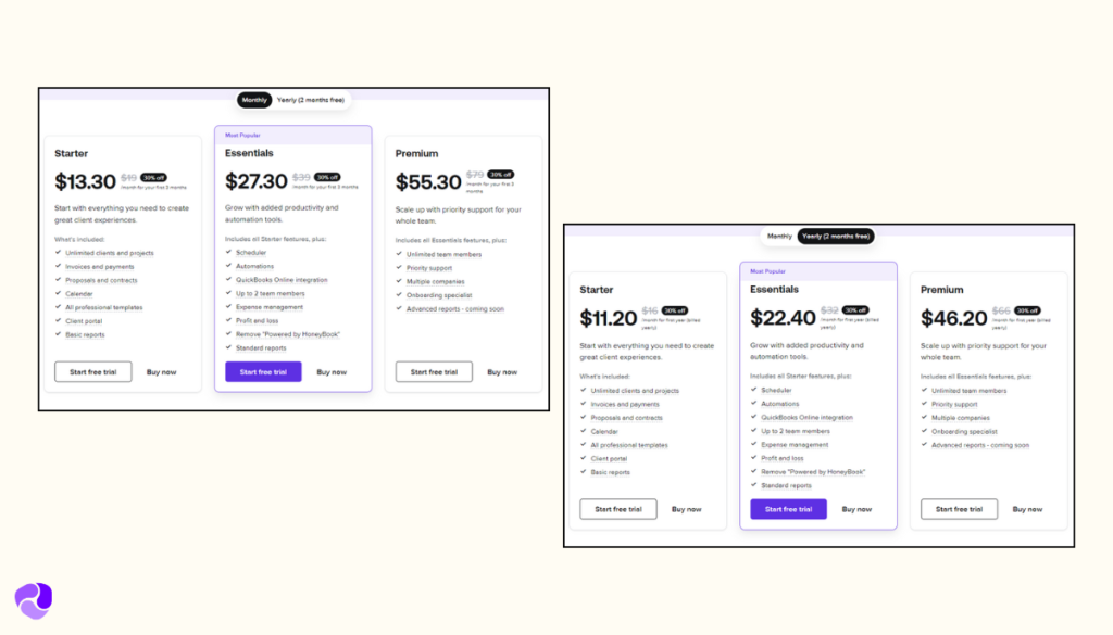 HoneyBook Pricing