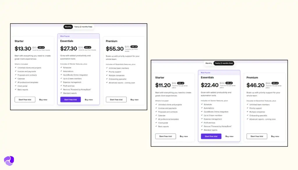 HoneyBook Pricing