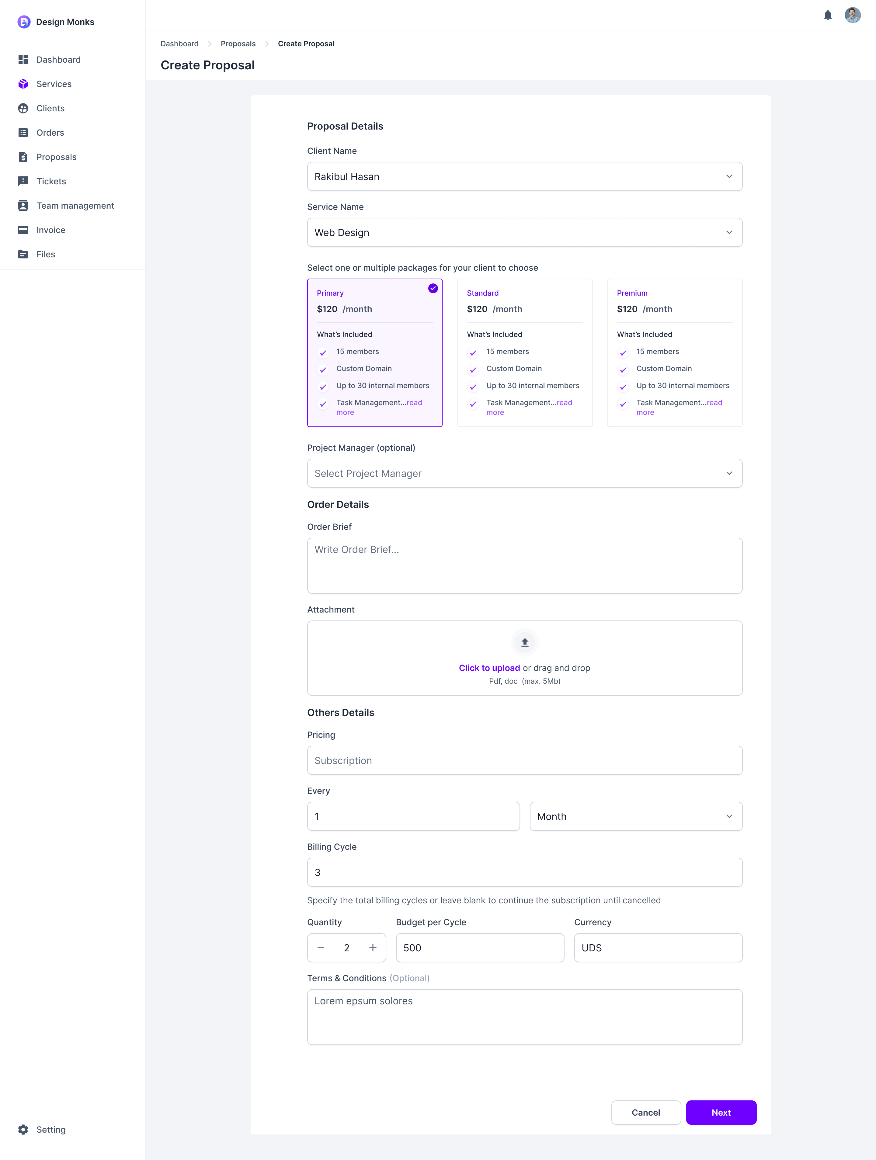 Agency Handy Proposal Form