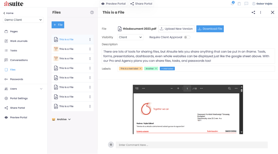 Ahsuite project-based file